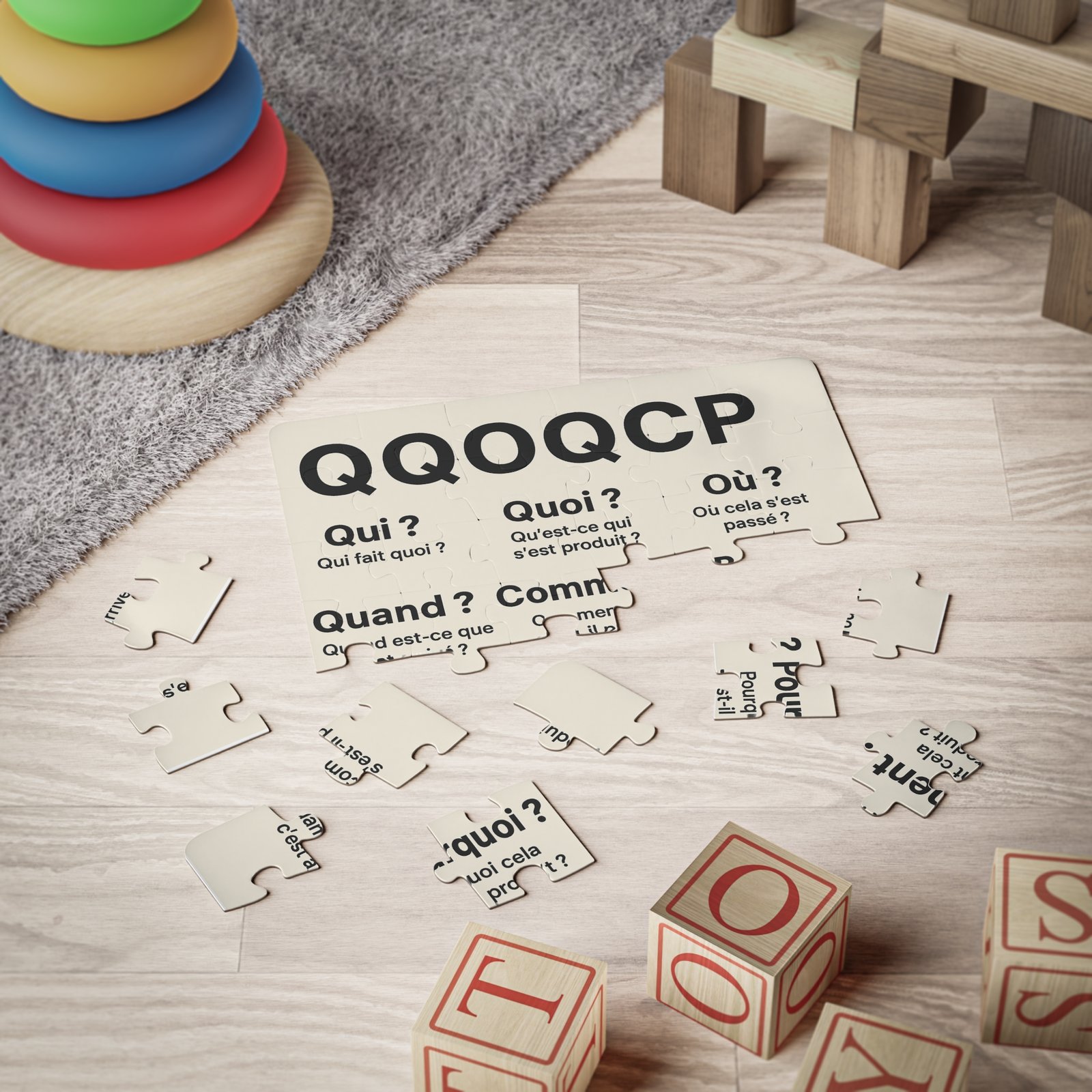 Kids Puzzle — QQQQCP French Question Words 30-Piece Educational Puzzle - Image 2