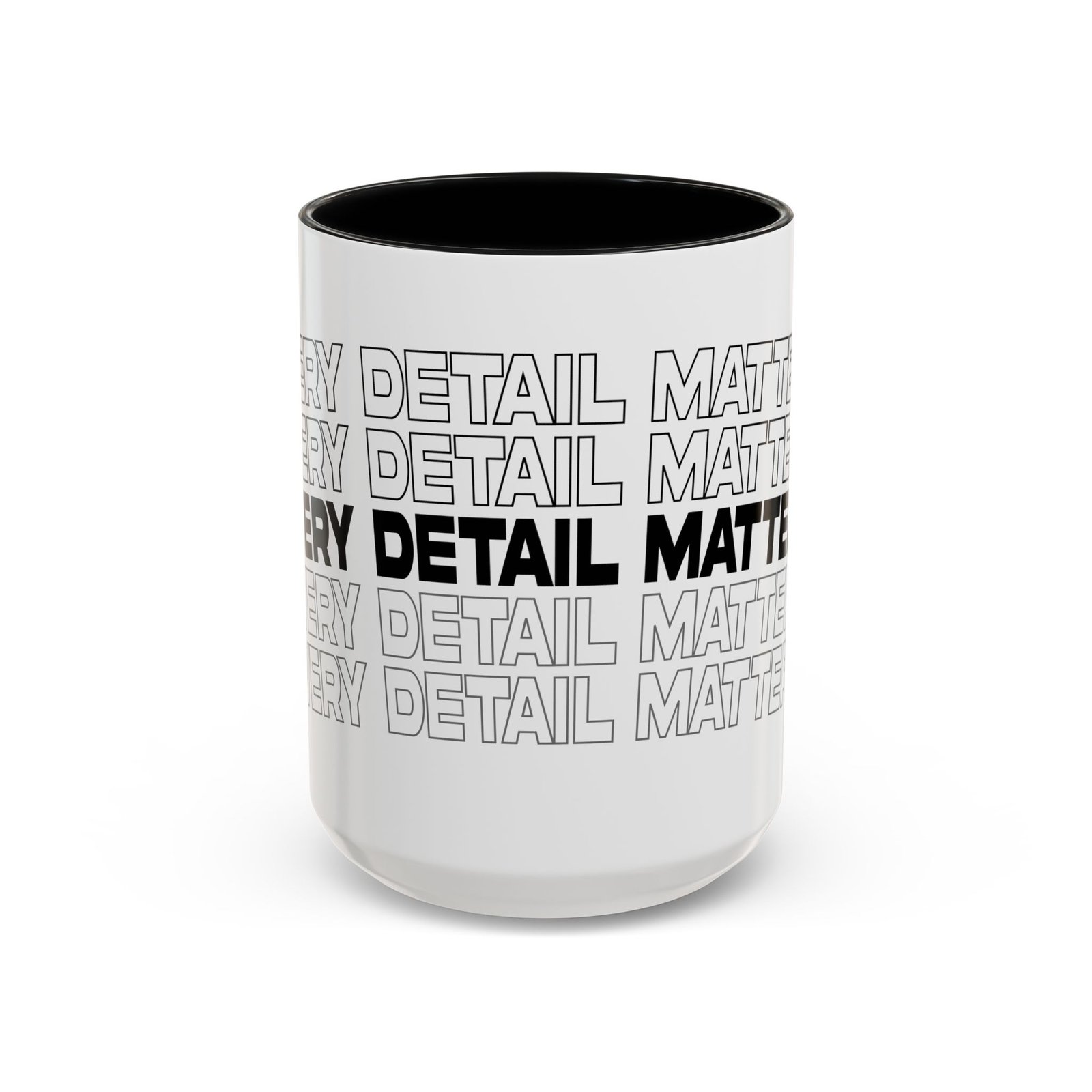 “Detail Matters” Accent Coffee Mug — Bold Typographic Black & White 11/15oz - Image 9
