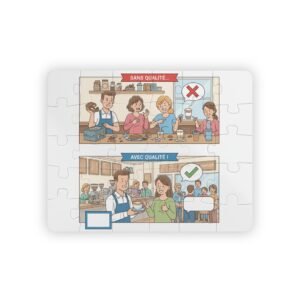 30-Piece Kids Puzzle — "Sans Qualité / Avec Qualité" Safety & Manners Illustration