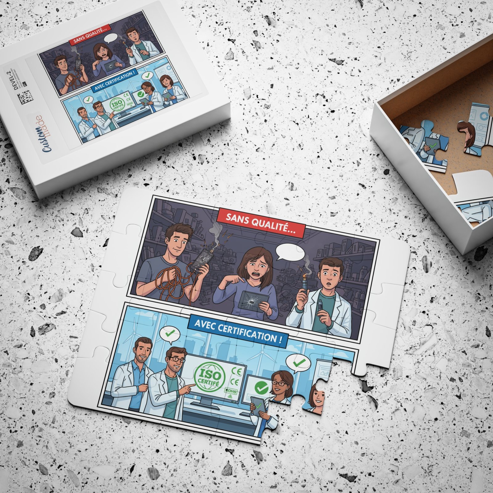 Kids 30-Piece Puzzle – Funny Quality Control Comic (French: Sans Qualité / Avec Certification) - Image 3