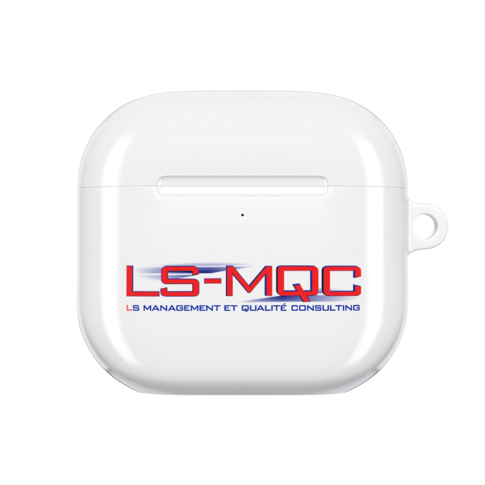 LS-MQC Branded AirPod Case – White Protective Charging Case with Logo - Image 2