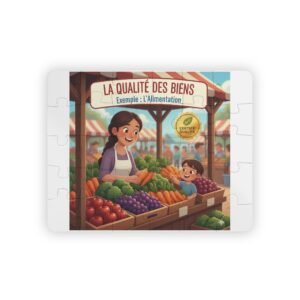Kids' 30‑Piece Puzzle — French Market Scene “La Qualité des Biens” (Educational, Food & Market Theme)