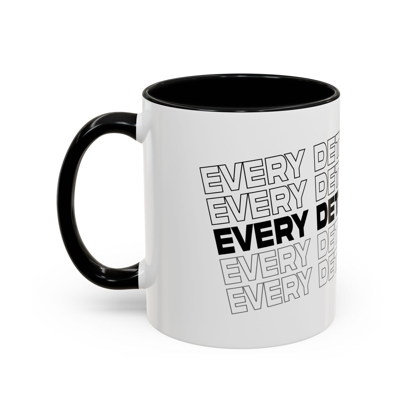 “Detail Matters” Accent Coffee Mug — Bold Typographic Black & White 11/15oz - Image 3