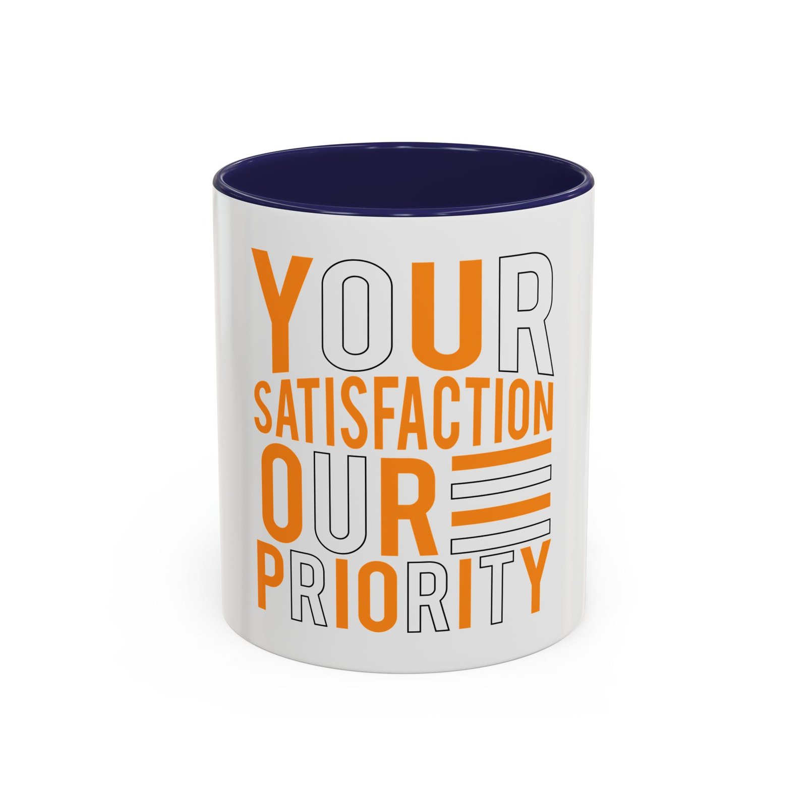 Accent Coffee Mug — "Your Satisfaction Our Priority" Motivational Office Mug - Image 5