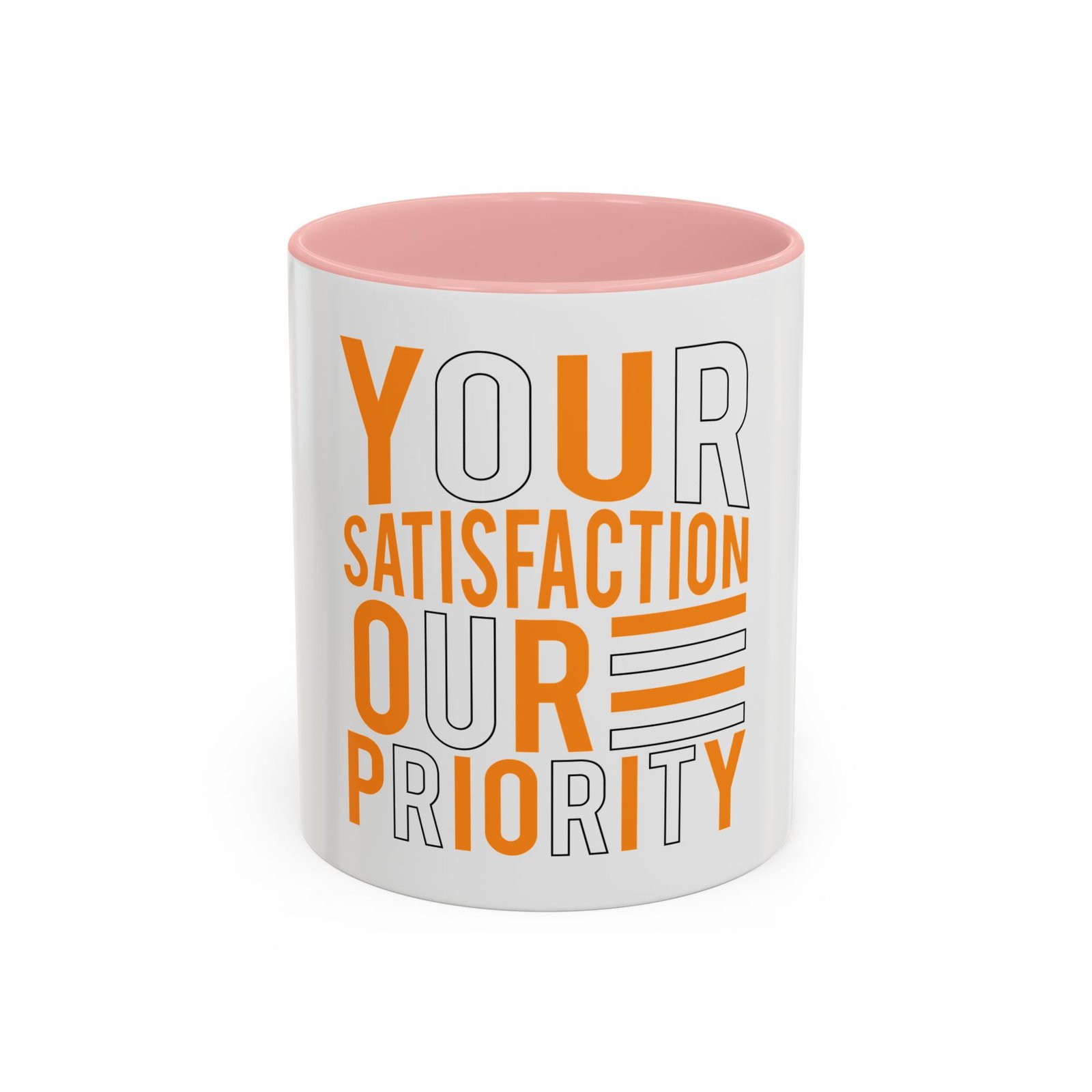 Accent Coffee Mug — "Your Satisfaction Our Priority" Motivational Office Mug - Image 9
