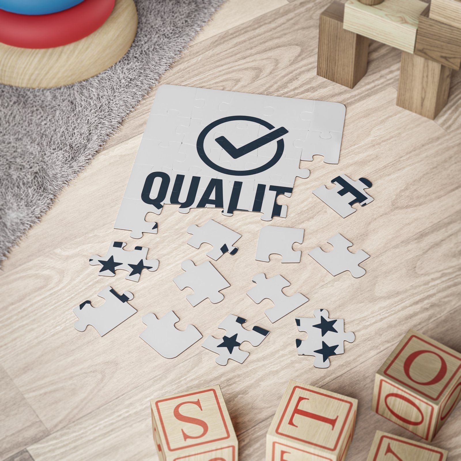 Kids Puzzle — "Qualité" 30-Piece Educational Jigsaw (Checkmark & 5-Star Design) - Image 2