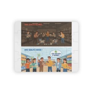 Kids Puzzle — 30-Piece Educational Supermarket Contrast Puzzle (French Text)