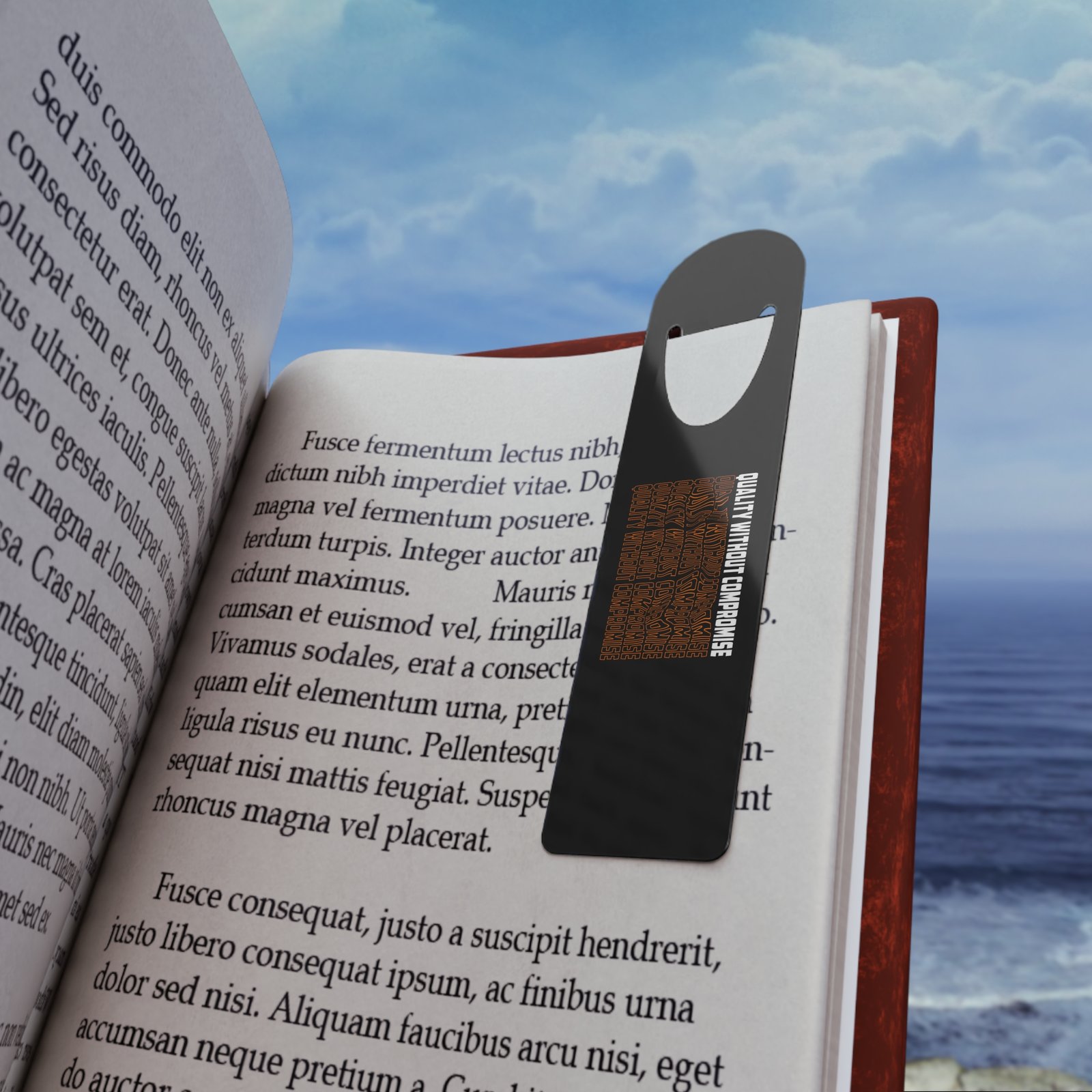 Metal Bookmark with Modern Typographic Design — 'Quality Without Compromise' - Image 4