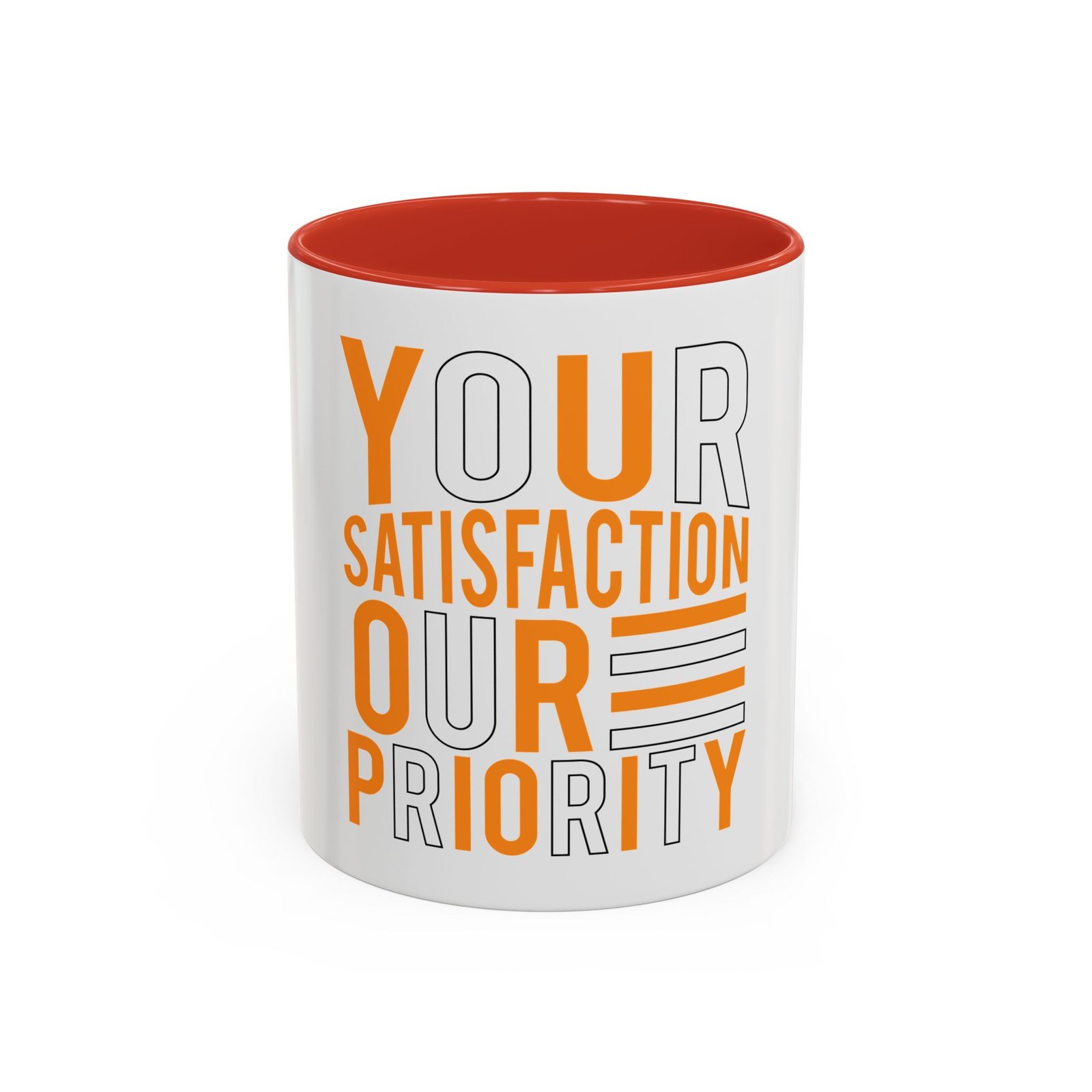 Accent Coffee Mug — "Your Satisfaction Our Priority" Motivational Office Mug - Image 13