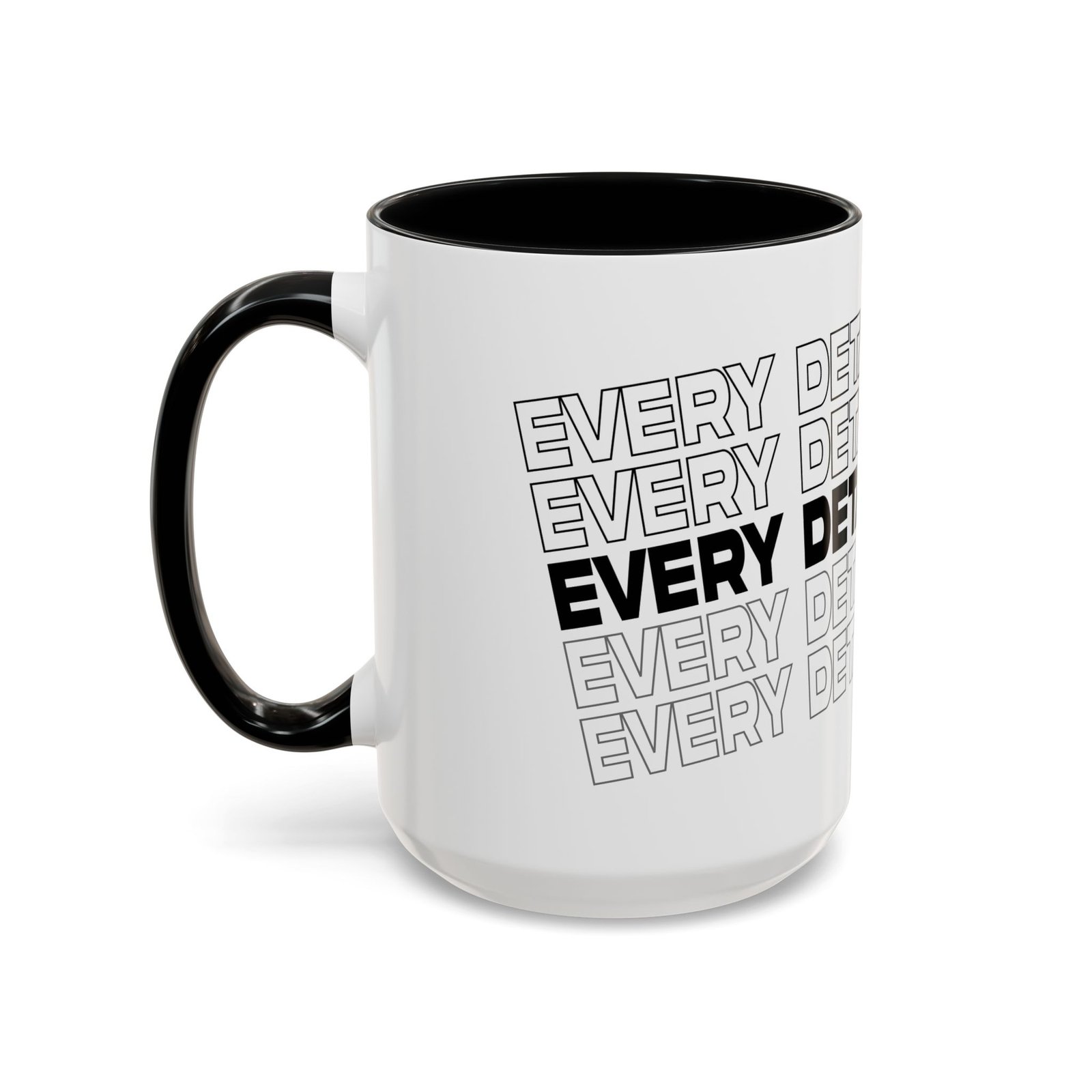“Detail Matters” Accent Coffee Mug — Bold Typographic Black & White 11/15oz - Image 11